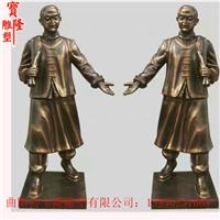 玻璃钢仿铜火锅店迎宾店小二人物雕塑