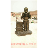 玻璃钢仿铜小学生读书雕塑校园中外名人雕塑