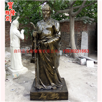 玻璃钢仿铜扁鹊站像雕塑古代名医半身塑像
