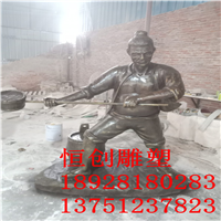 玻璃钢仿铜人物雕塑 珠海古代农耕雕塑摆件 