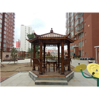 福建六角园柱碳化木防腐木亭 