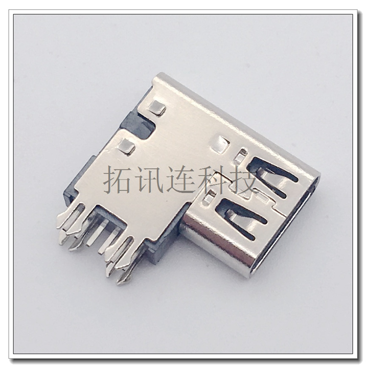 充电专用USB C-TYPE 6PIN简易接口侧插DIP 加高胶芯 