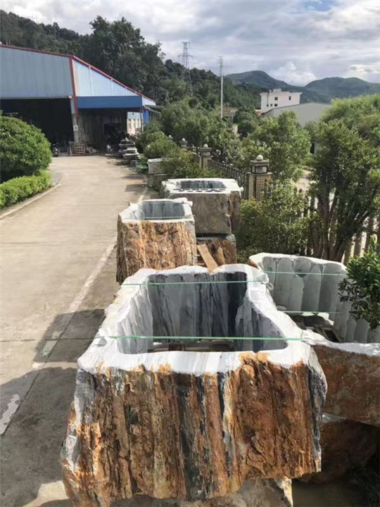 九龙壁石盆底座供应 