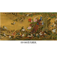 中式壁画影壁墙画定制高温浮雕不褪色