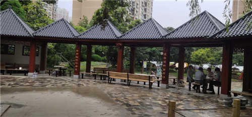上海杨浦中轩丽苑小区树脂瓦凉亭 