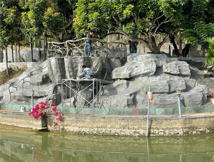 深圳农庄造景施工h深圳农庄塑石大门
