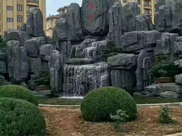 旬邑假山瀑布s淳化水泥塑石s武功仿木栏杆