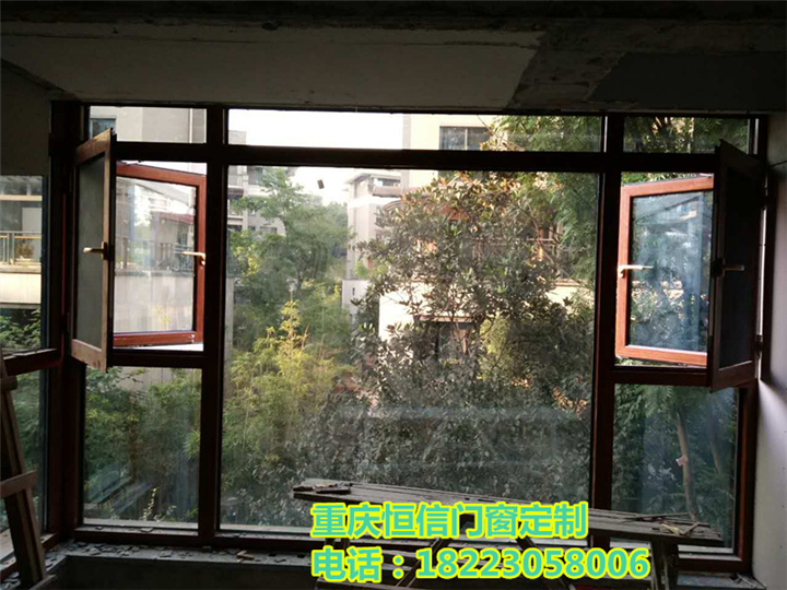 窗纱一体平开下悬窗#重庆铝门窗专业制作 