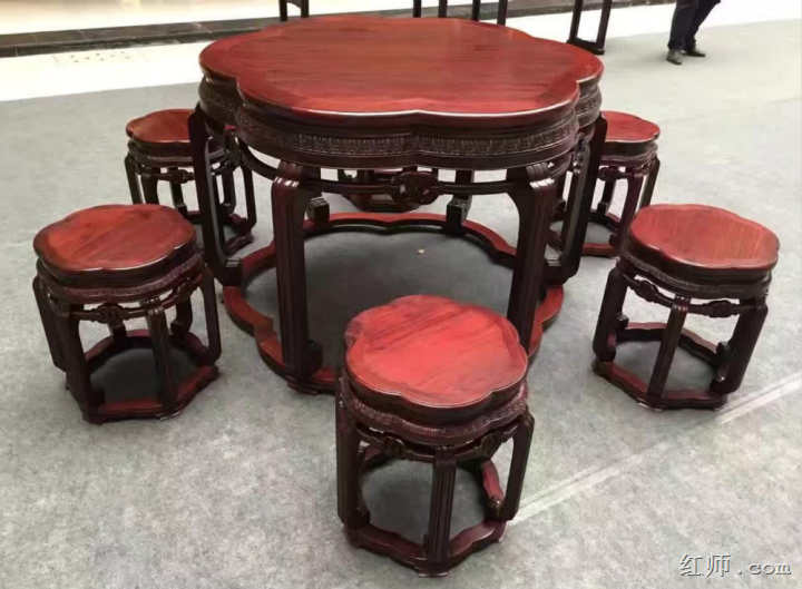 梅花桌，材质：赞比亚紫檀、老挝酸枝 