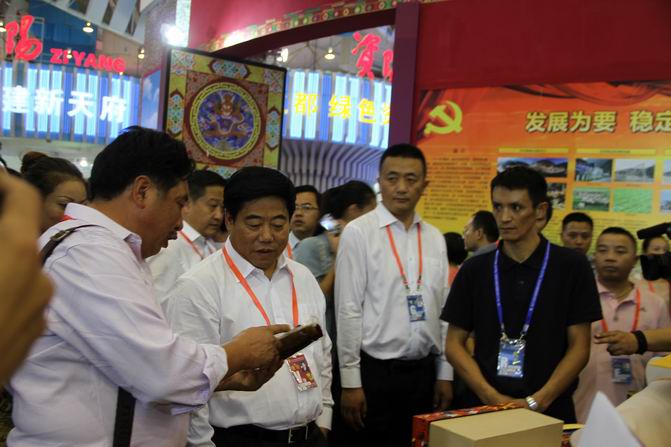 西博会给****介绍公司产品