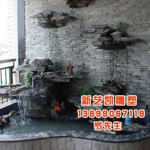 新疆室外假山喷泉-新疆绿化室内假山工程 