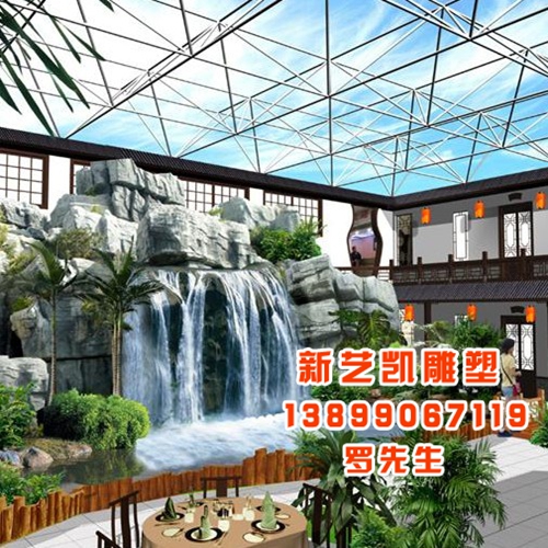 新疆室外假山喷泉-新疆绿化室内假山工程 