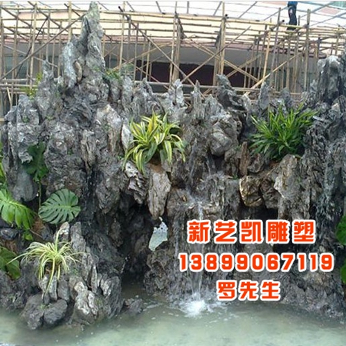 新疆室外假山喷泉-新疆绿化室内假山工程 