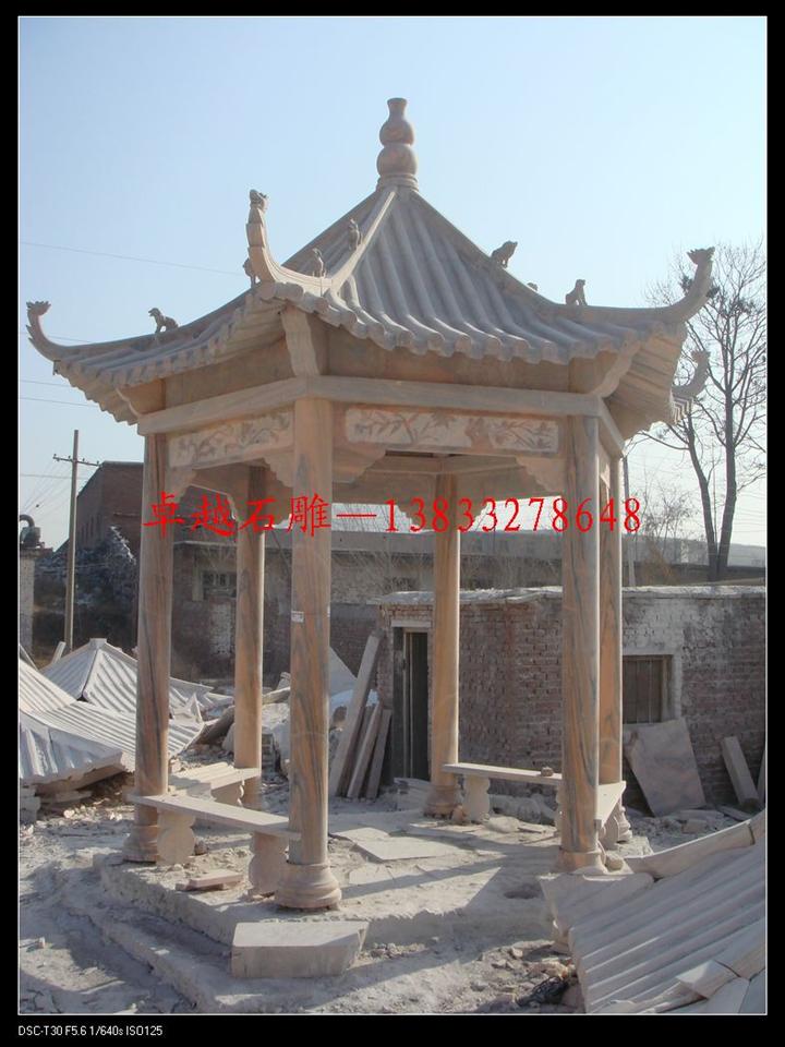 大理石凉亭 曲阳石雕凉亭 中式凉亭加工 石材凉亭 园林雕刻加工定做