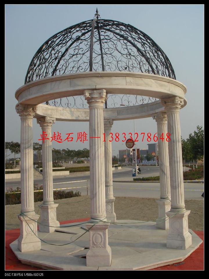 大理石凉亭加工 石头凉亭 石头雕刻凉亭 天然大理石凉亭 汉白玉欧式凉亭加工厂