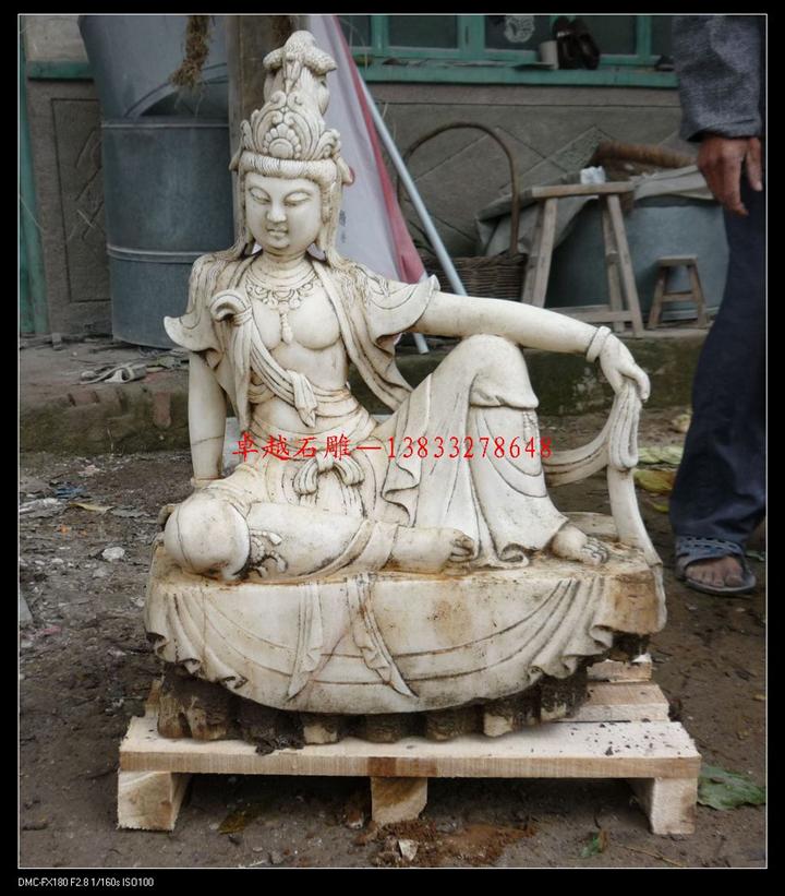 石雕坐佛 古代石佛 石佛坐观音  汉白玉观自在菩萨 仿古石雕菩萨 古坐佛 
