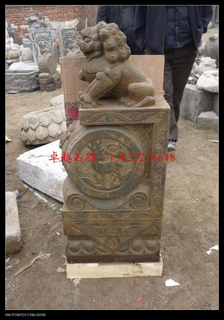 小狮子门墩 大理石仿古门墩 镇宅狮子墩 小狮子抱鼓 古代石墩石鼓 