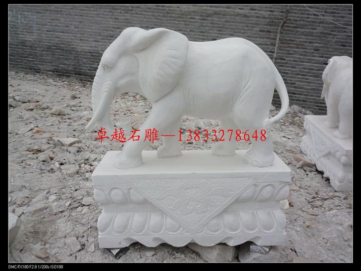 汉白玉小象 石头小象 石雕大象 莲花象雕刻 汉白玉莲花象 石头大象 