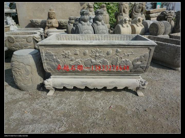 青石鱼缸仿古 石雕养鱼池 大理石鱼缸 仿古石头花盆 石缸水槽养鱼池 石盆 