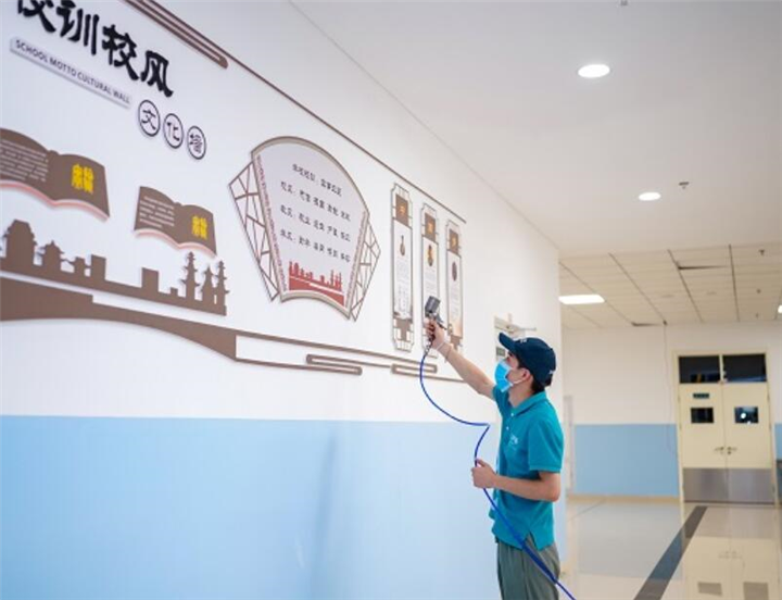 心呼吸除甲醛公司在滨海实验中学育华中学除甲醛施工案例