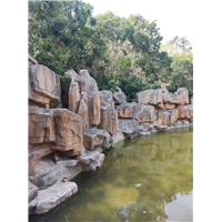 晋江市水泥假山假树景观庭院中庭园林假山假树定制