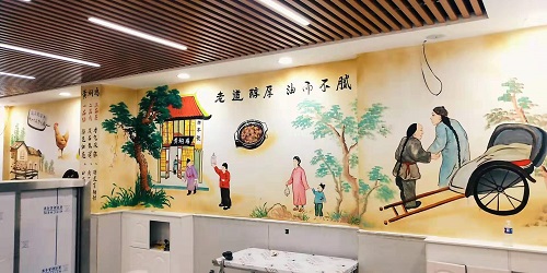 【唐山墙绘哪里找】墙纸和其他装饰画跟墙绘的对比 