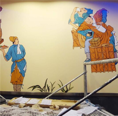 南充酒店会所壁画,寺庙彩绘 
