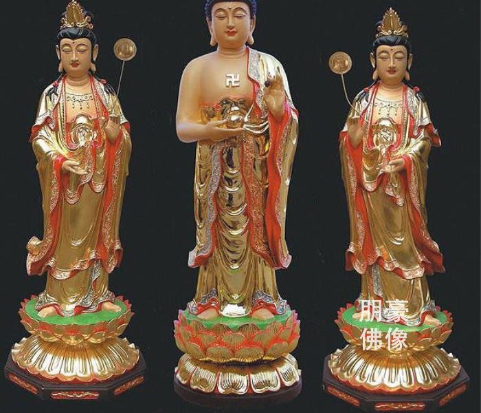 东方三世佛铜佛像，坐像寺庙铜佛像，大殿铜佛像