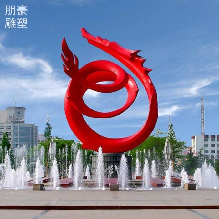 供求镜面抽象龙雕塑效果生产