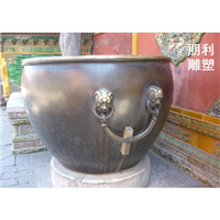 故宫铜水缸雕塑，仿真水缸