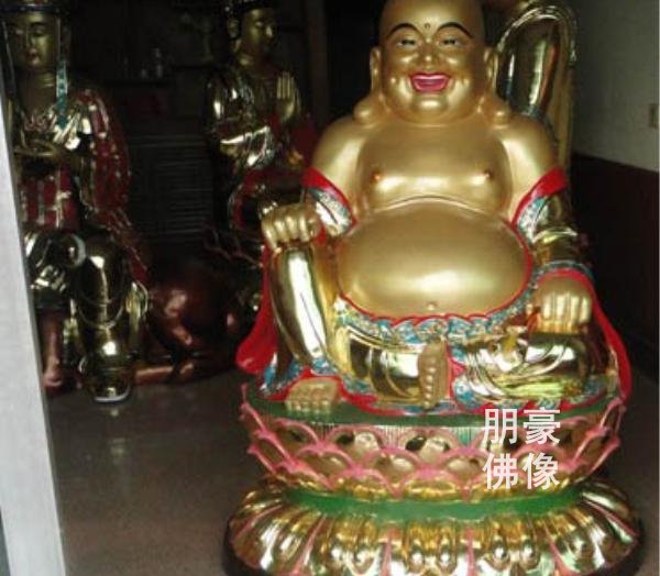招财弥勒佛 铜雕彩绘佛像