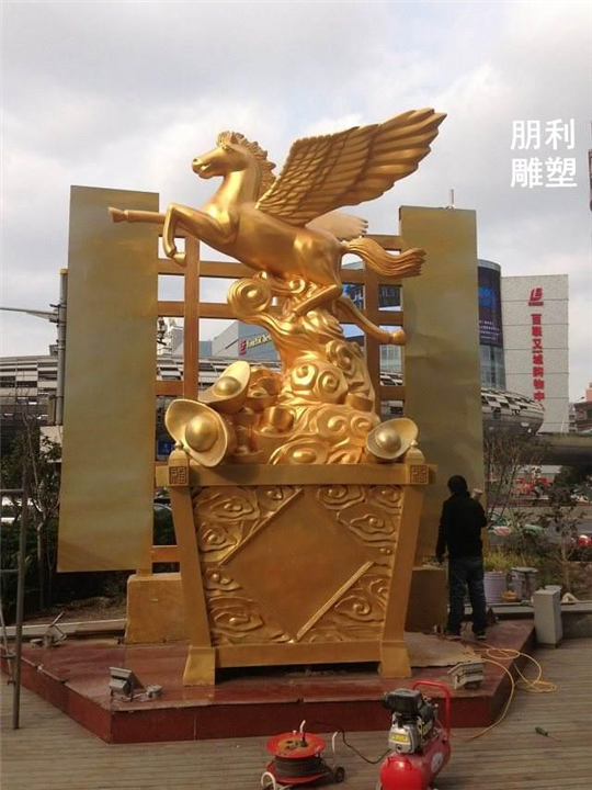 铜马踩祥云雕塑，动物铜雕塑