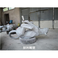 不锈钢切面烤漆豹子雕塑 不锈钢豹子雕塑