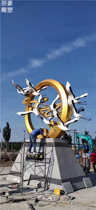 镂空鸿雁雕塑标准不锈钢工艺品鸟禽雕塑价格