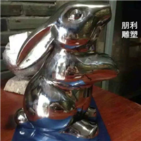小兔子镜面雕塑 公园不锈钢兔子雕塑