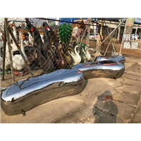 镜面鹅卵石雕塑 不锈钢镜面石头座椅雕塑