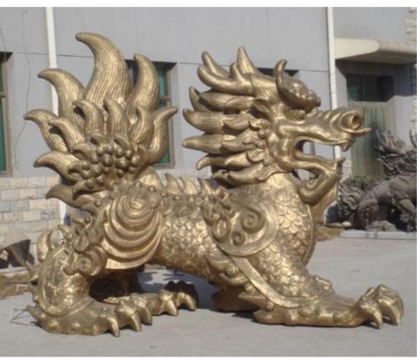 镇宅铜麒麟摆件