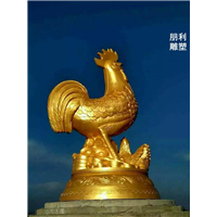 铜公鸡雕塑，公鸡雕塑摆件