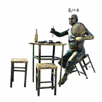 吃饭人物铜雕塑，铸铜人物铜雕塑