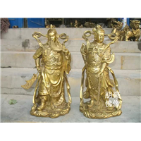 哼哈二将铜像贴金，哼哈二将纯黄铜铸造金刚力士
