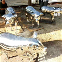 仿真不锈钢镜面猪雕塑
