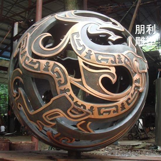 镂空球铜雕塑 广场景观铜雕塑.