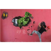 3D立体画墙绘1-襄阳印象墙绘