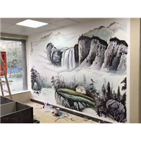 鄂州背景墙绘|鄂州背景手绘 