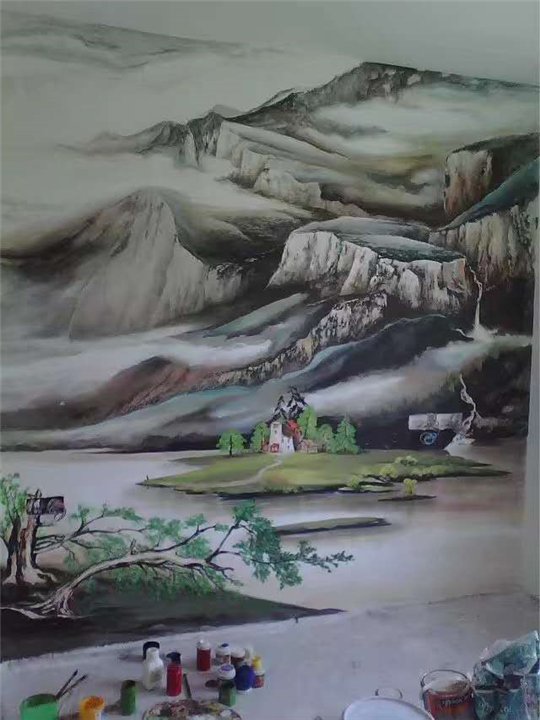 中山市山水画画师手绘珠海市手绘佛山市手绘江门市手绘墙画公司