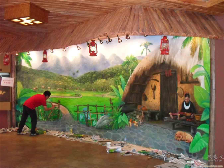 佛山珠海中山深圳墙画墙绘手绘涂鸦3D画