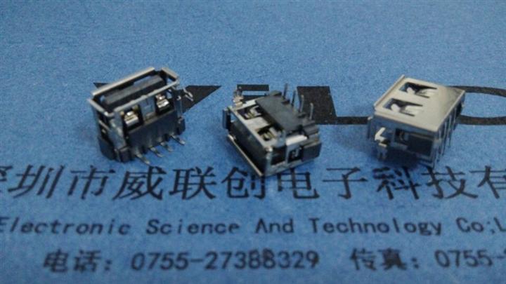 （USB母座）6.8H10.0短体-DIP+压片+卷边 