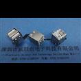 AF-插件式USB双层母座（17.0）4弯脚DIP铜壳/铁+镀金 