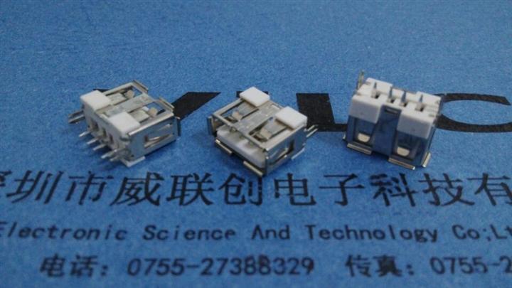 短体10.0+180度-USB立式插板+DIP7.5+卷边带缺口 