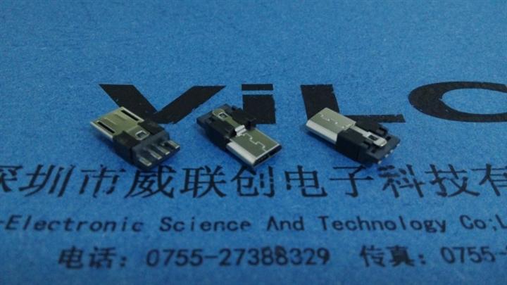 USB连接器-micro-焊线式公头+不短路-铁壳/铜壳 